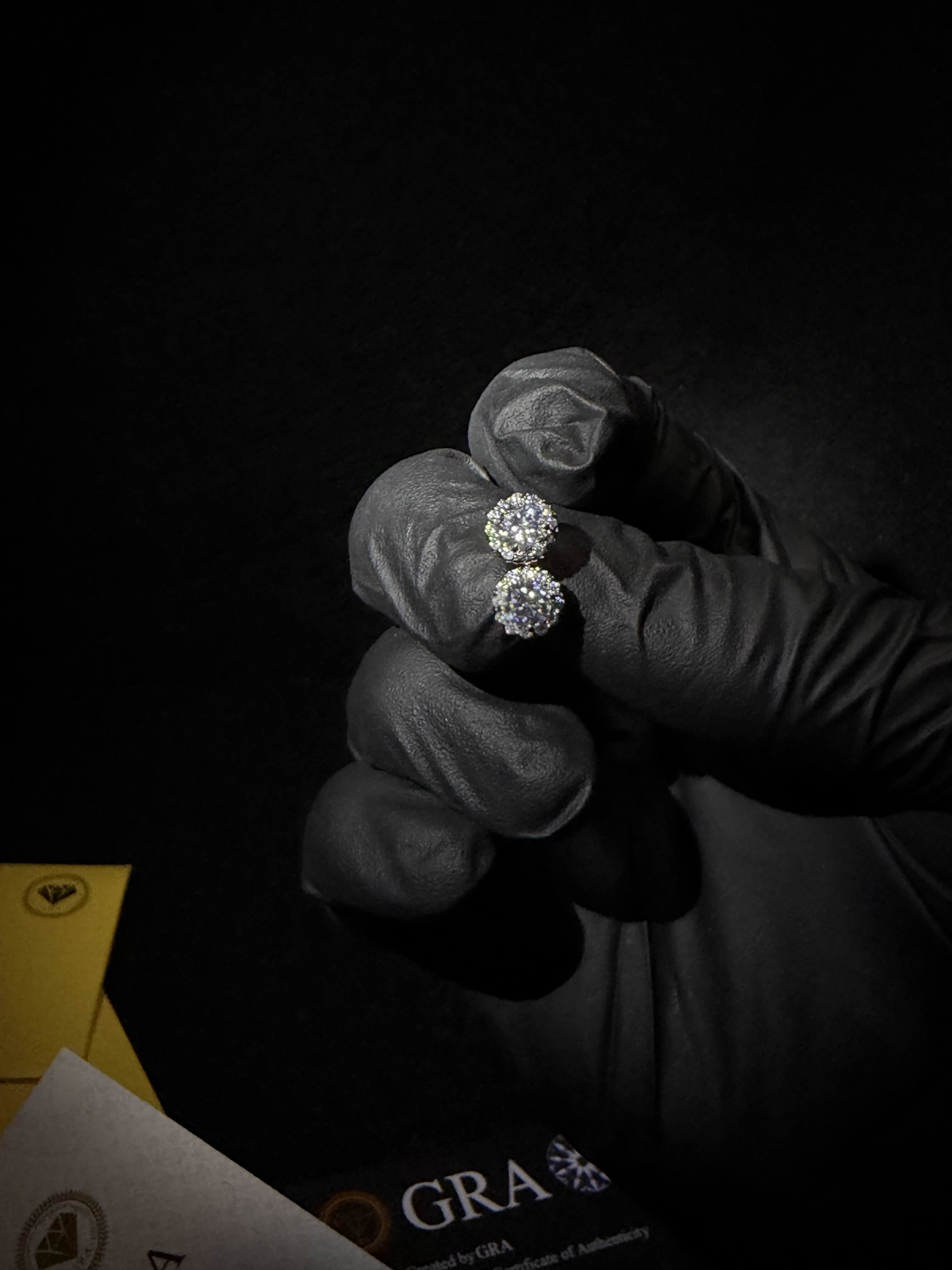 Snow ball moissanite stud earrings