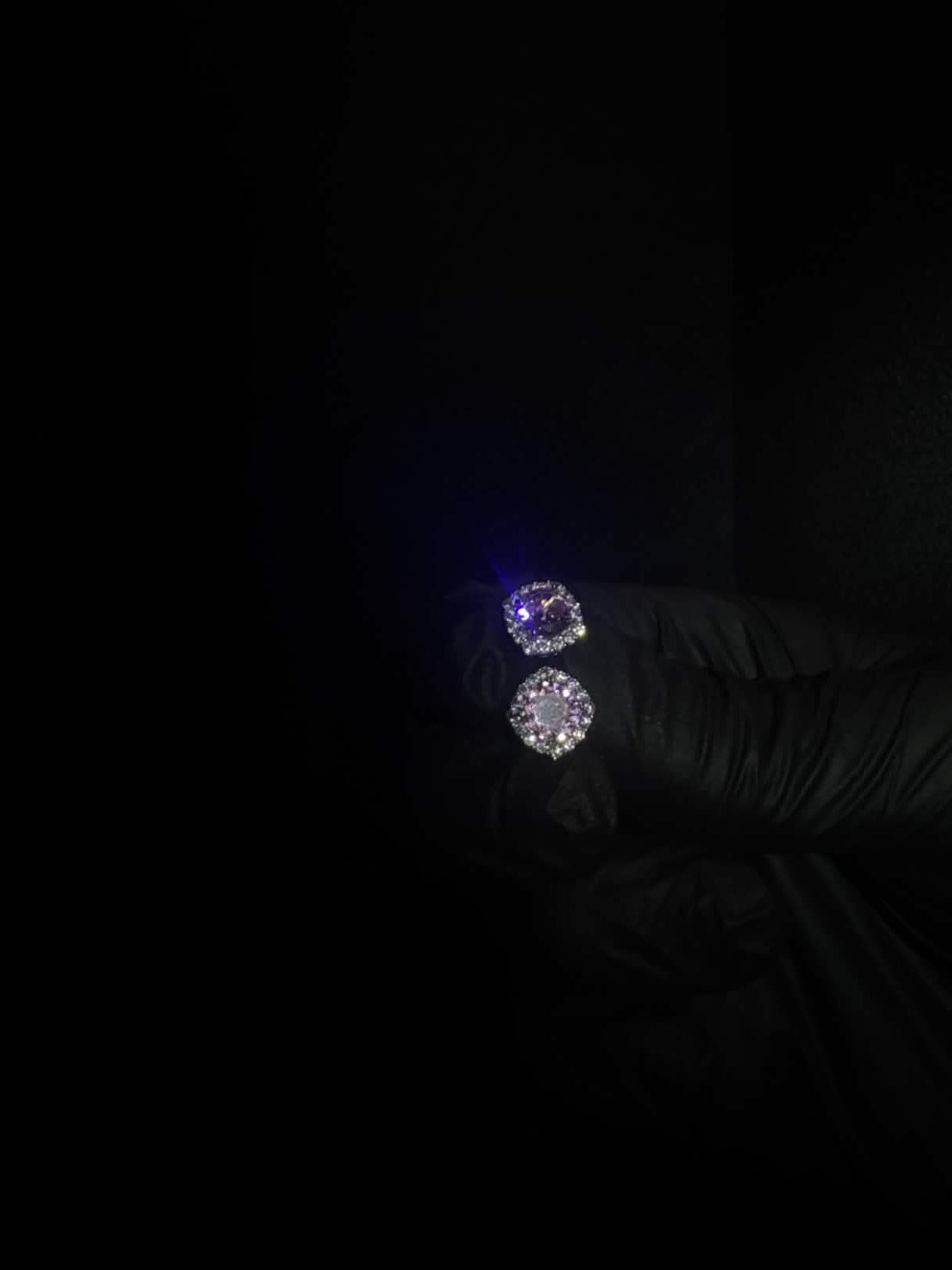 Pink moissanite stud earrings